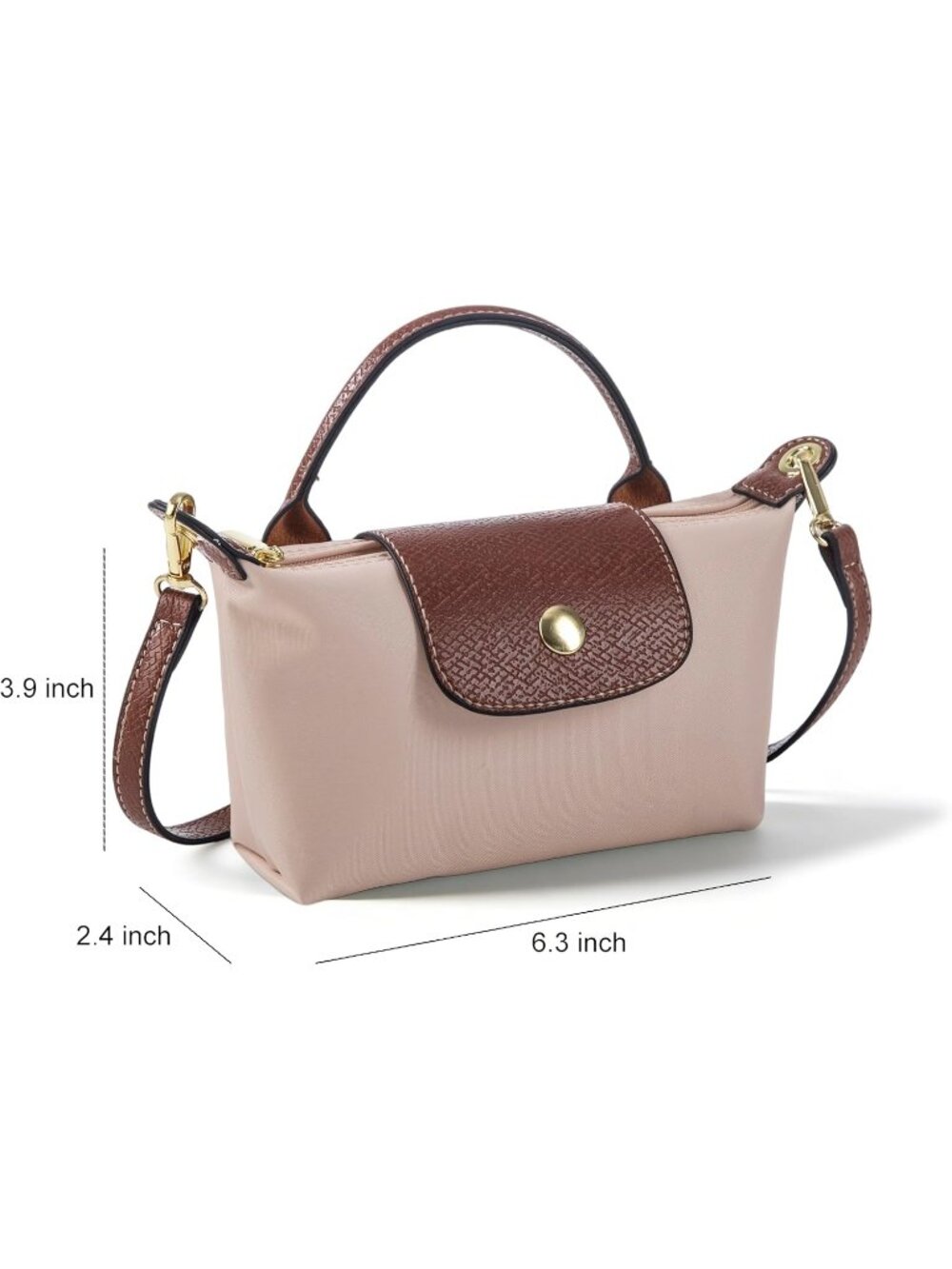 Women's Dusty Pink Crossbody Handbag with Adjustable Strap Fashion Shoulder Bag - Picture 5 of 7